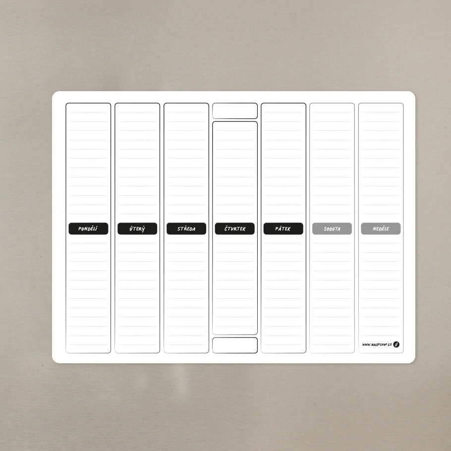 Magnetický týdenní plánovač pro dvě děti 40×30 cm bílý