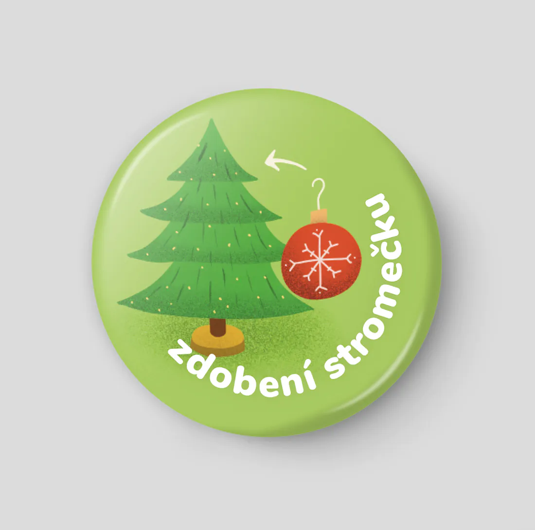 Zdobení stromečku plánovací magnetka 32 mm