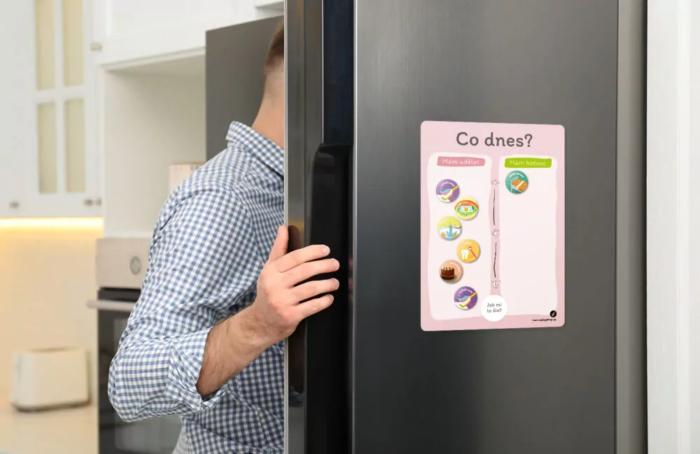 Magnetický denní plánovač pro děti 21×29 cm - co dnes? (růžový)