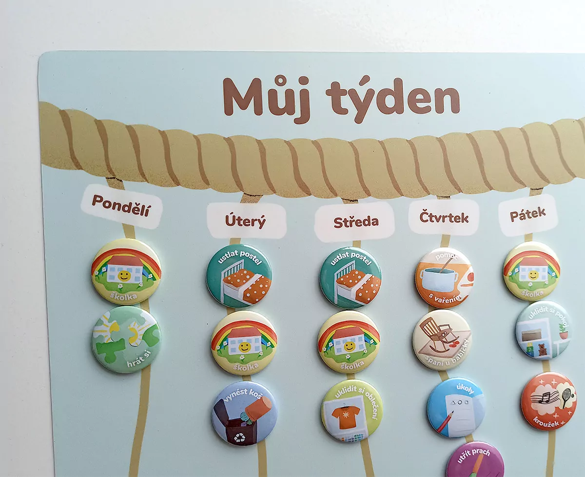 Magnetický plánovač pro děti 40×30 cm - provázky - Obrázek 3