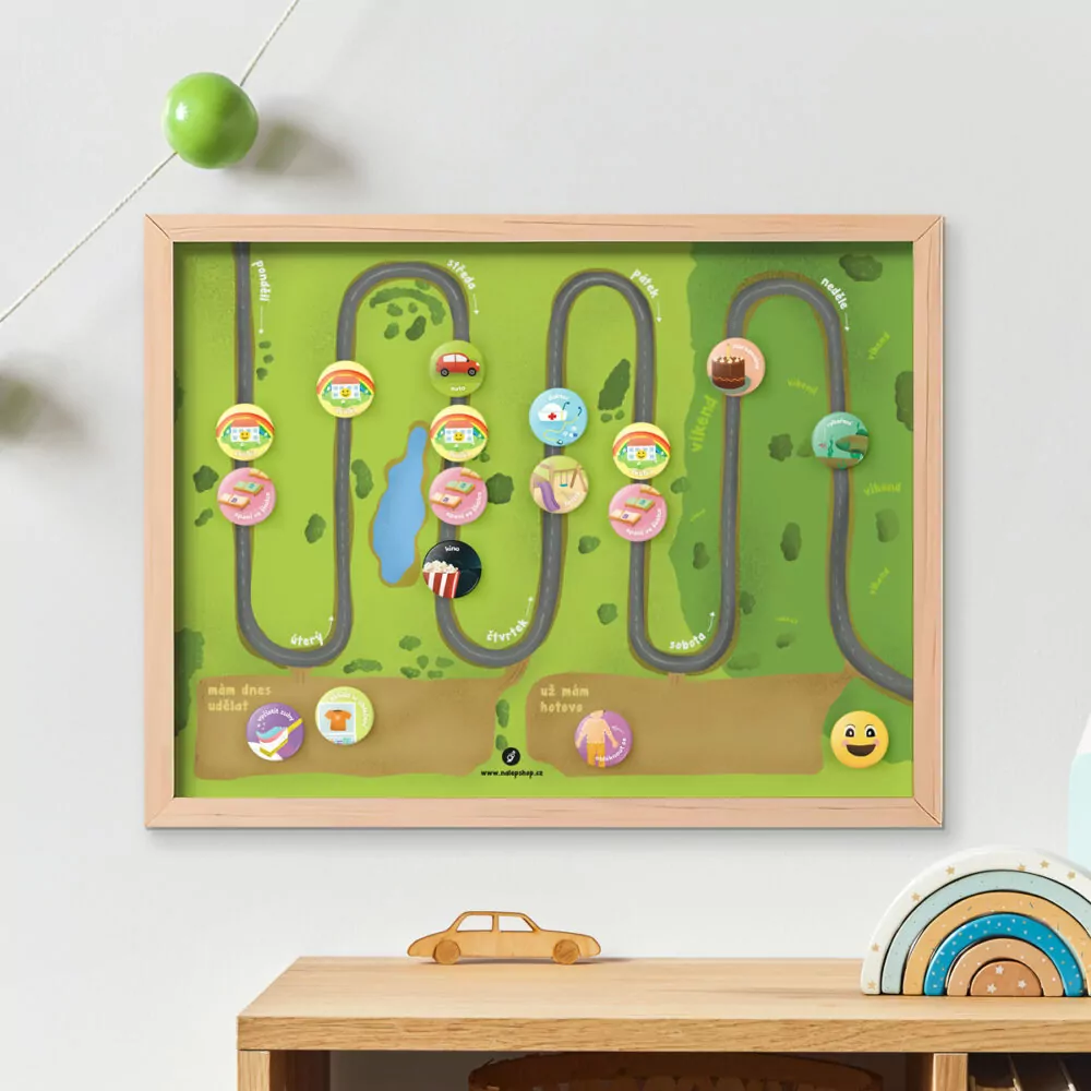 Magnetický týdenní plánovač pro děti 40×30 cm - silnička - Image 2