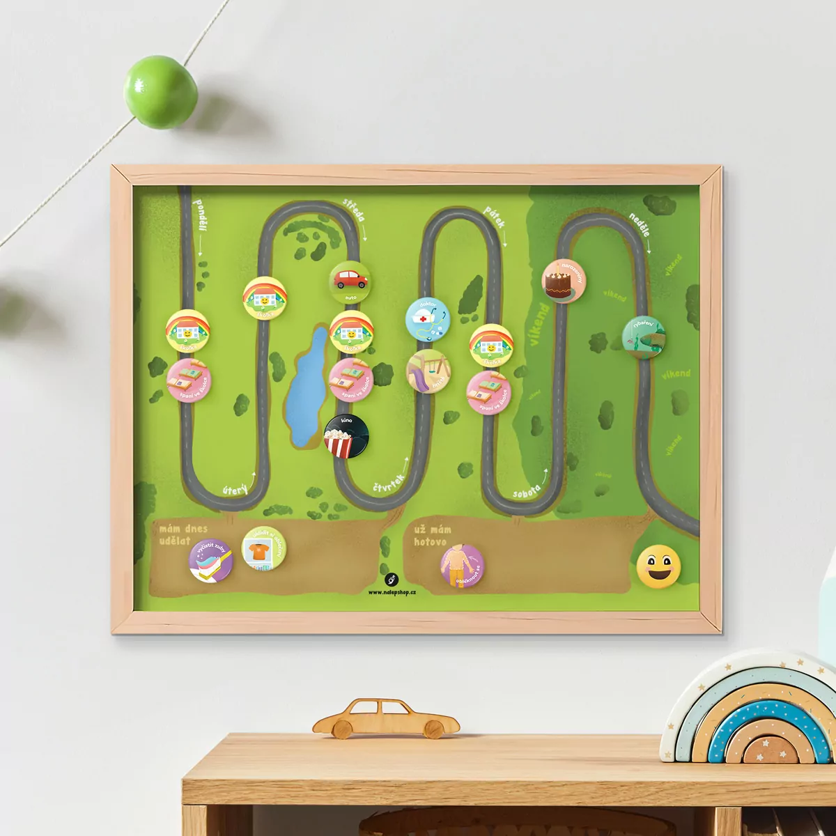 Magnetický týdenní plánovač pro děti 40×30 cm - silnička - Obrázek 2